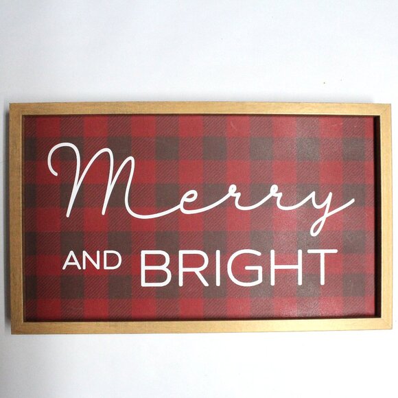 New Reversible Gather & Merry & Bright Table Top Mantel Sign - Picture 1 of 11